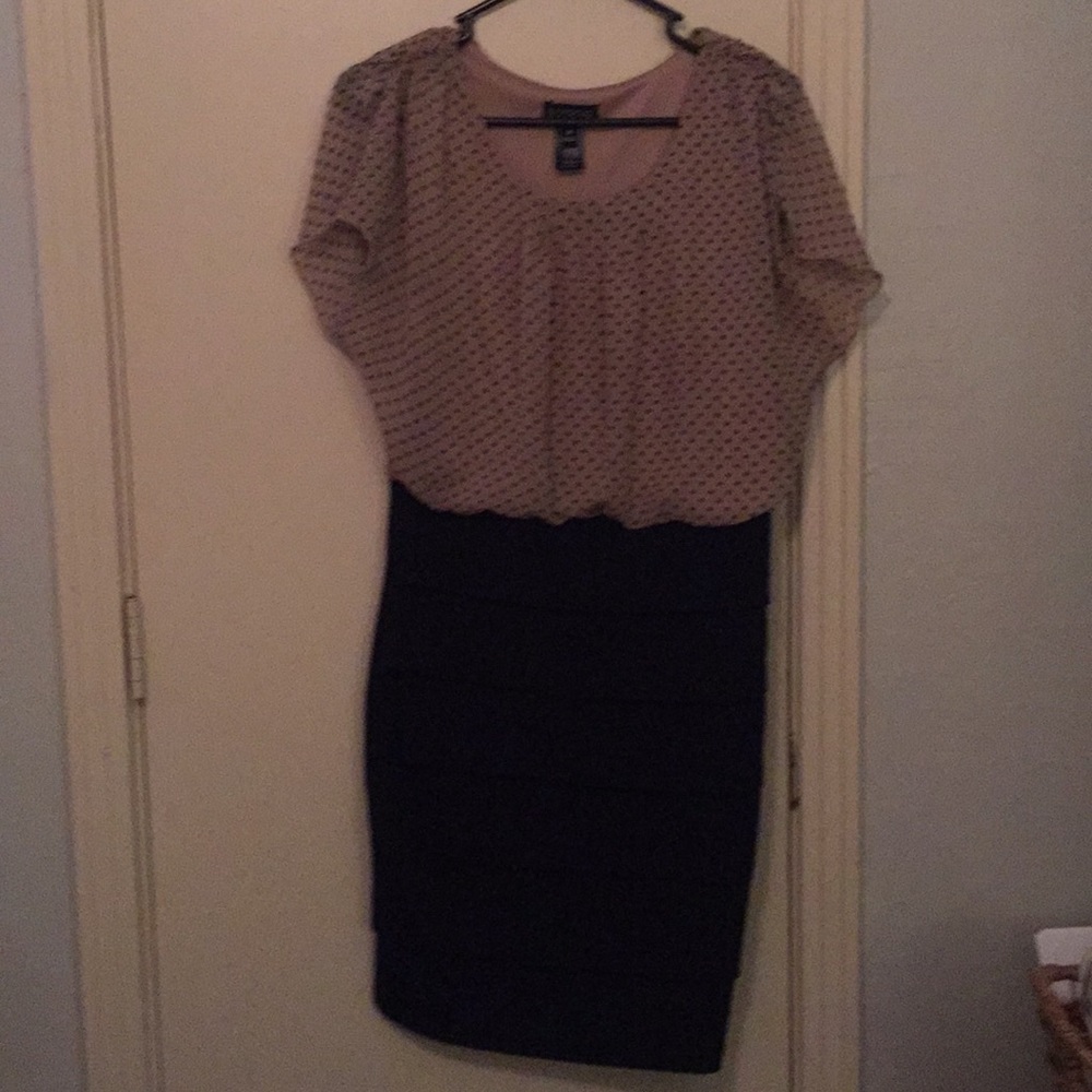 Navy Flounce top/bodycon skirt dress